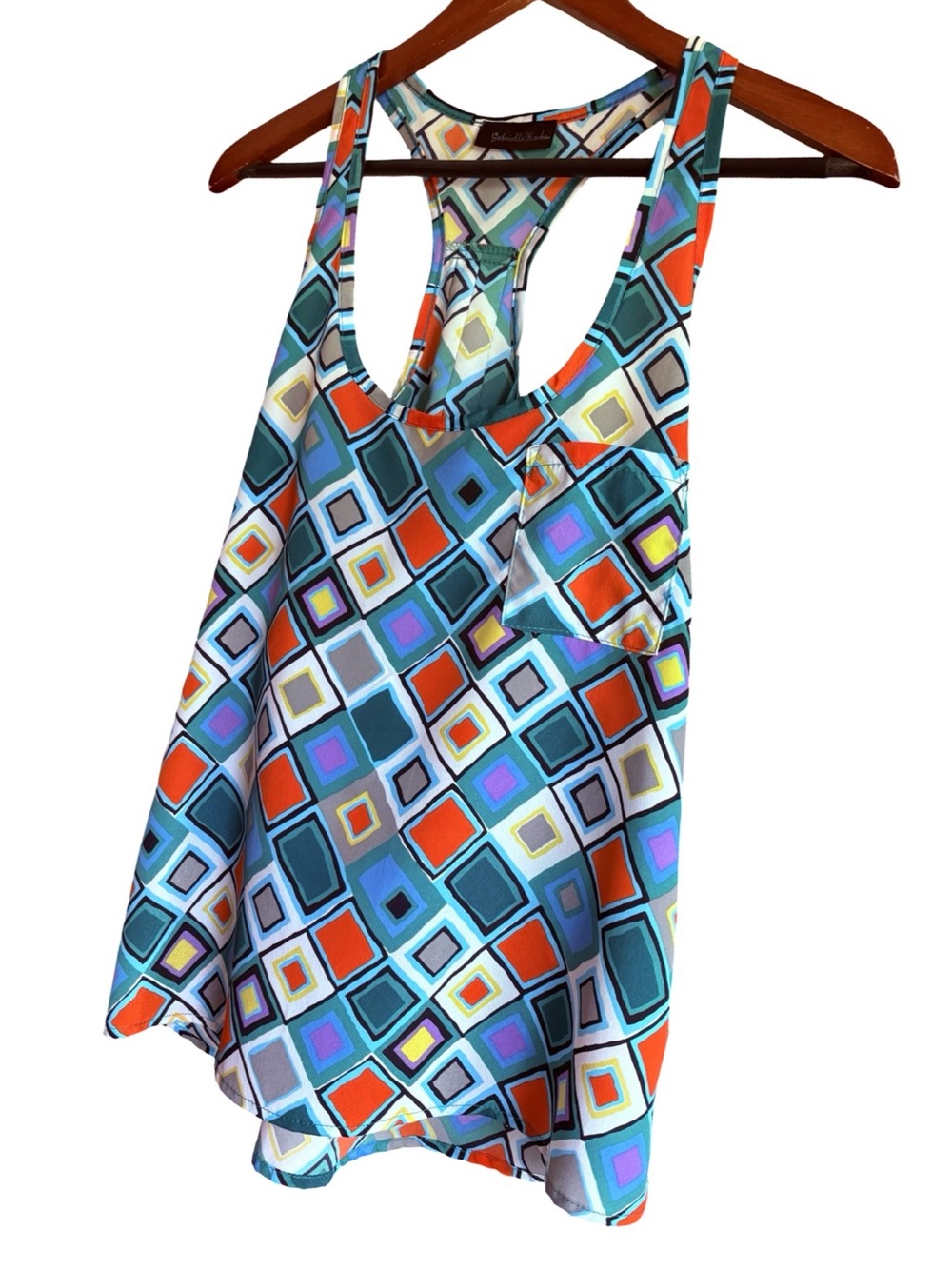 Gabriella Rocha Multi Color Boho Geometric Pocket Tank Top Small - Picture 4 of 16